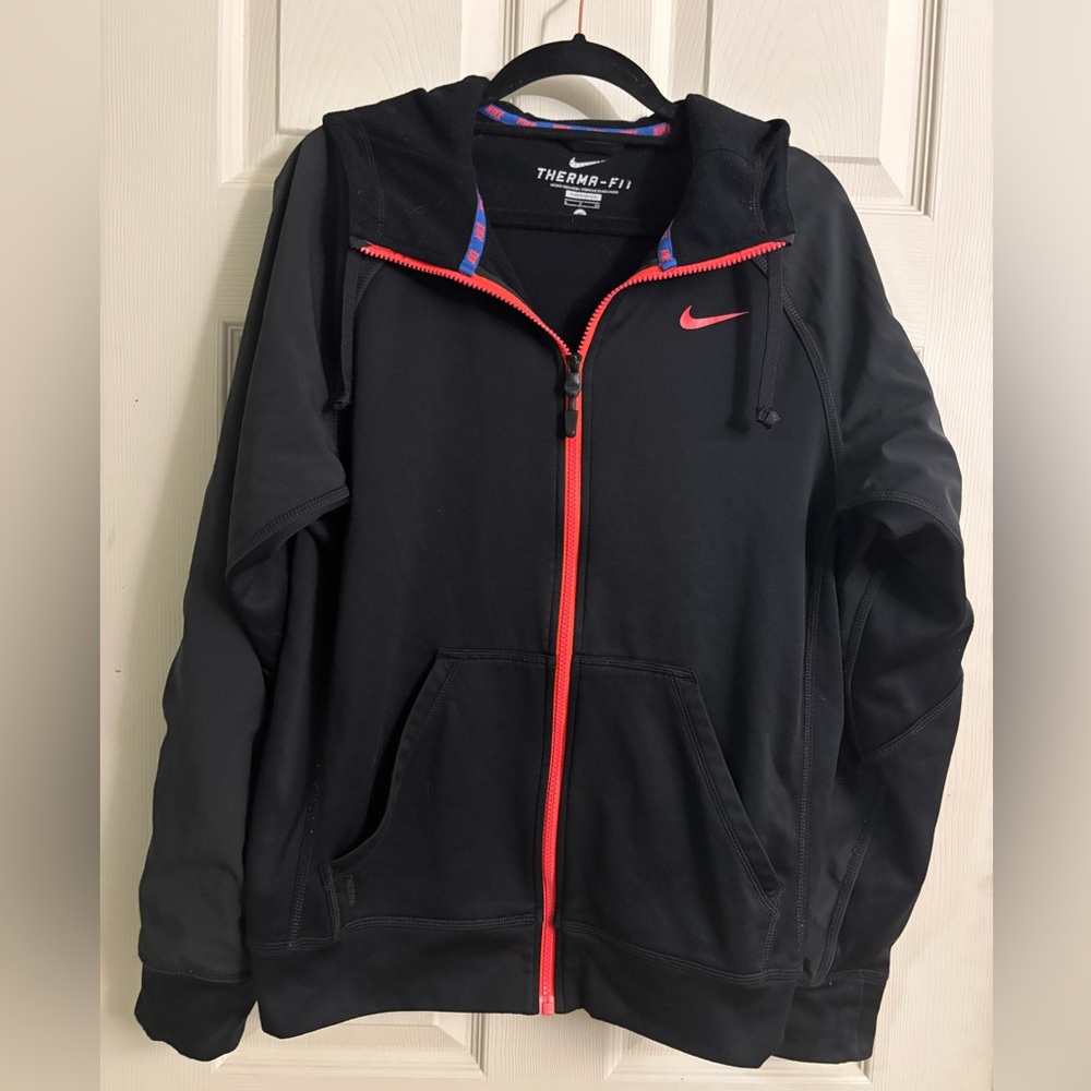 Nike Therma-Fit Activewear Black Fleece Zip Up Athletic Hoodie Jacket